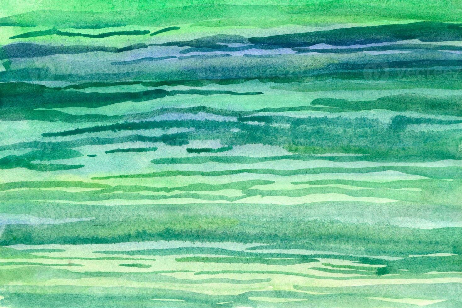 Striped green -yellow watercolor background texture photo
