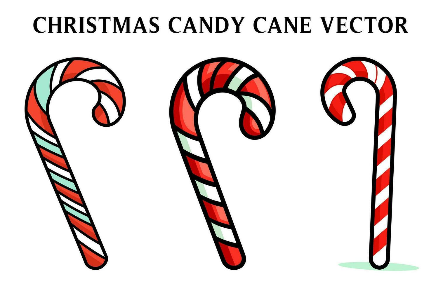 Christmas Candy Cane Clipart Bundle, Christmas Candy Cane Vector illustration