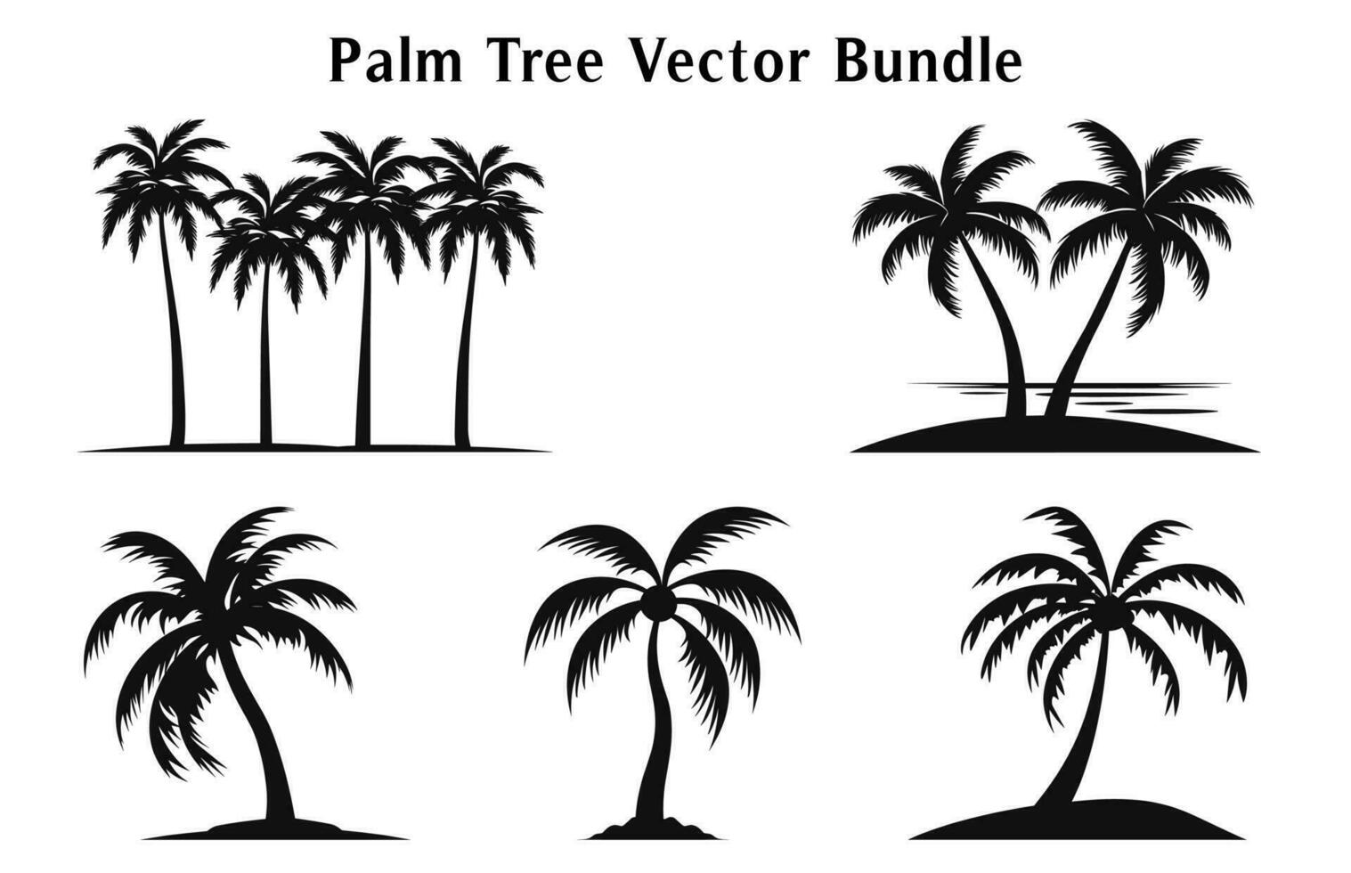 Palm trees vector silhouettes Vector Free