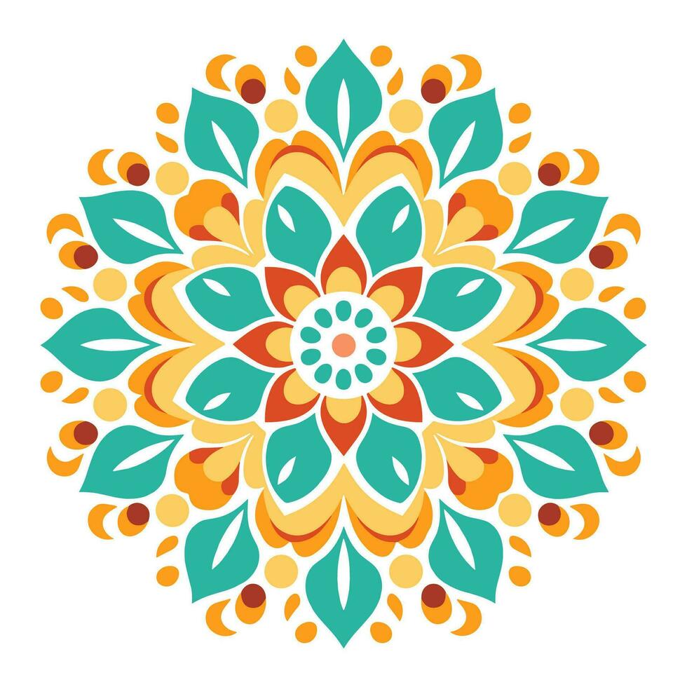 Decorative detailed mandala vector isolated on a white background, abstract Colorful pattern mandala