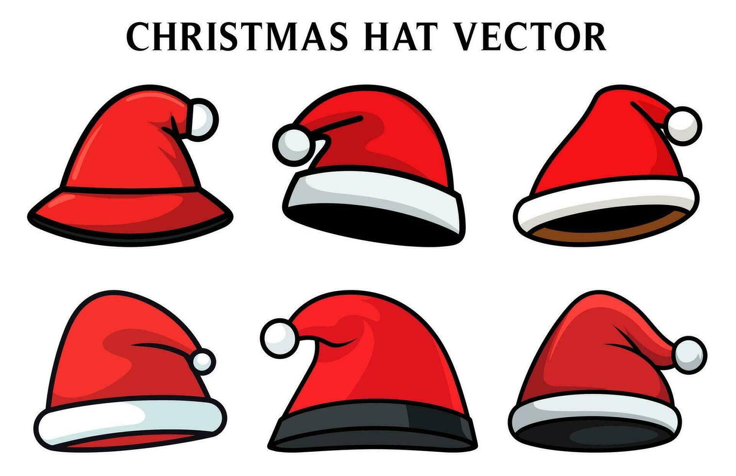 Santa Claus Hat Vector illustration Set, Christmas Hat Clipart Bundle