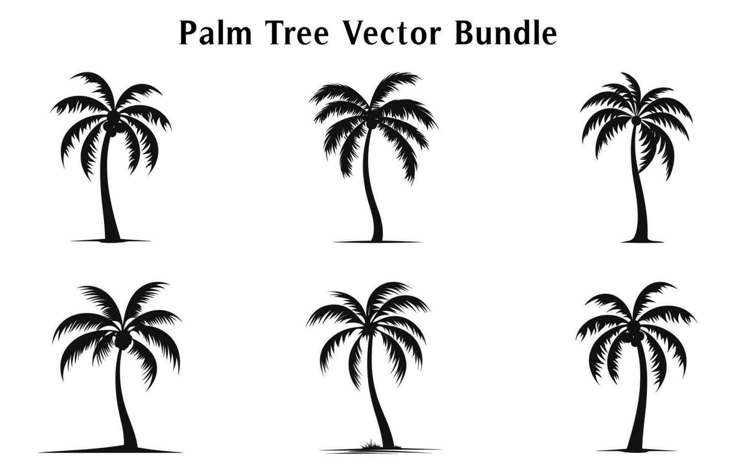 Palm trees vector silhouettes set isolated on a white background, Tropical palm trees Bundle