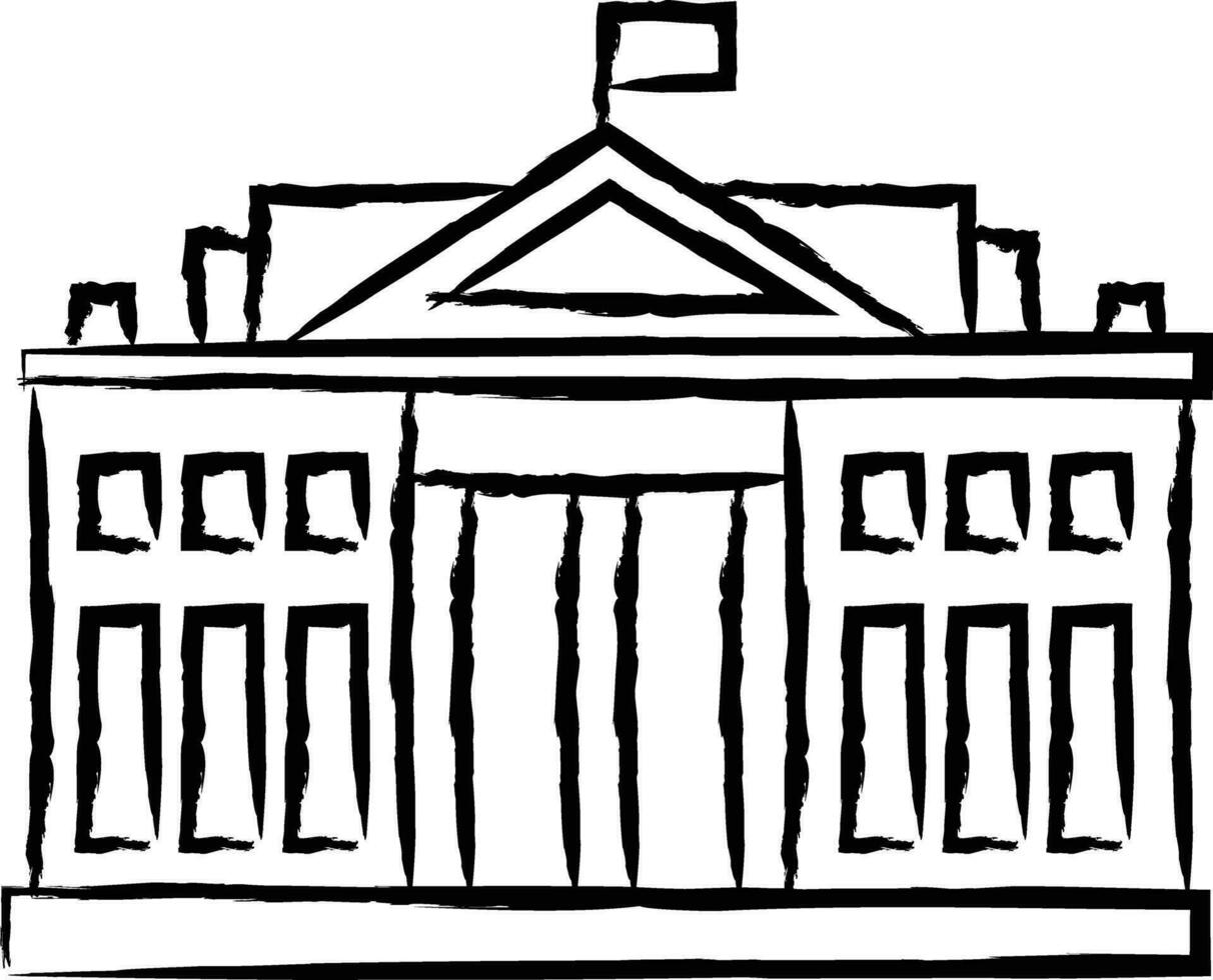 White House hand drawn illustration vector