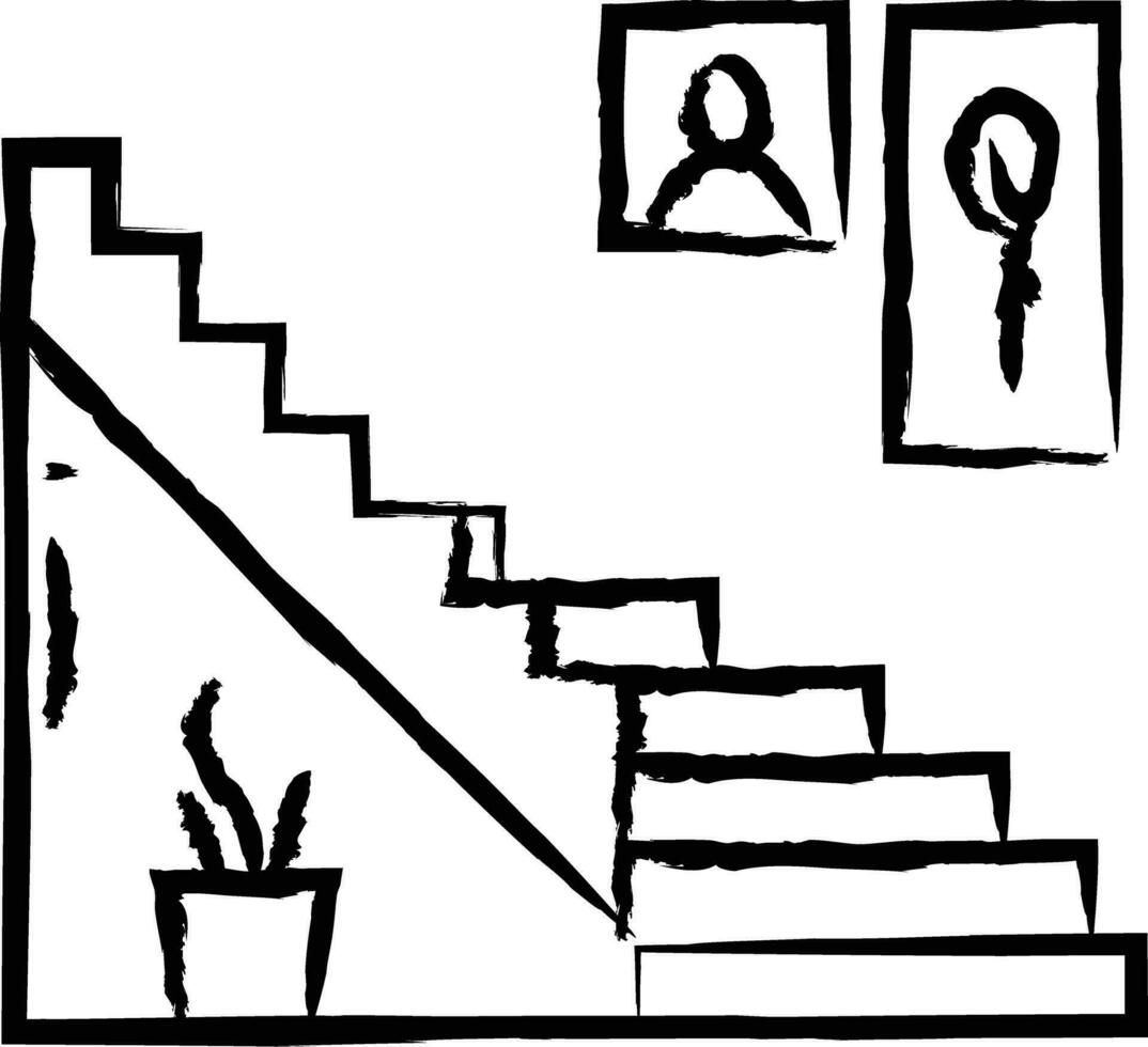 Stair case step hand drawn vector illustration
