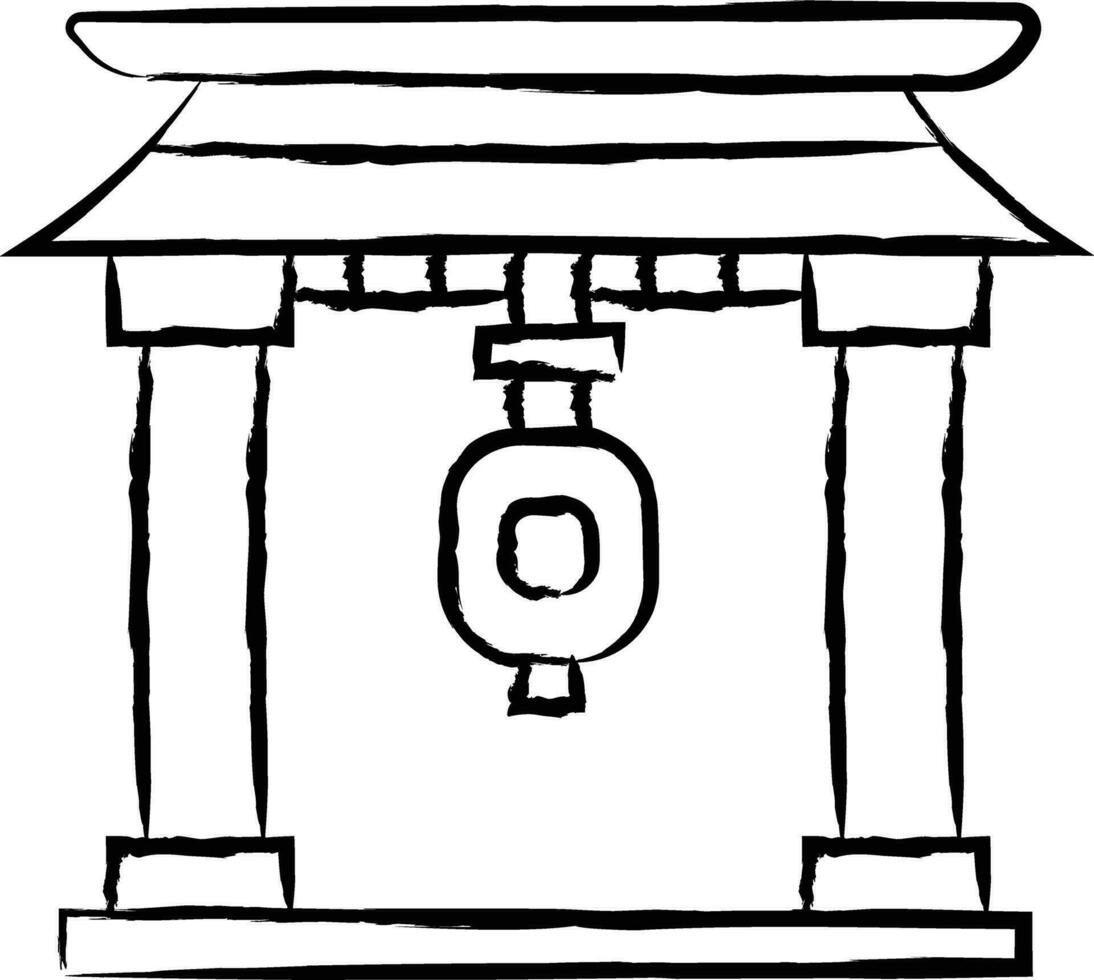 Kaminarimon Gate hand drawn illustration vector