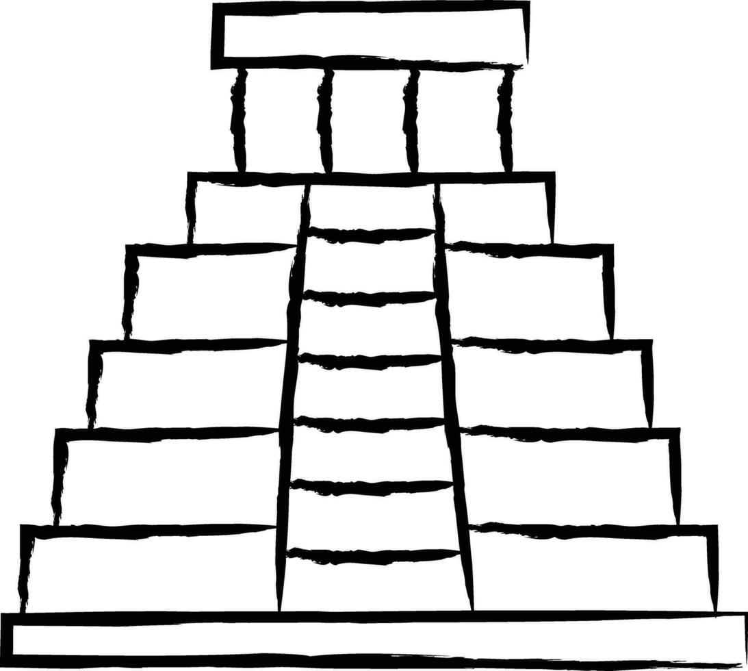 Maya Pyramid hand drawn illustration vector