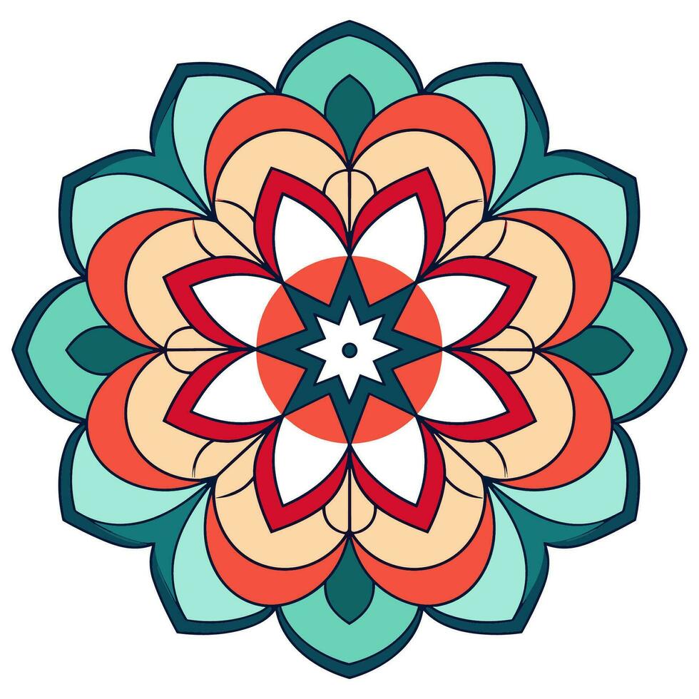 Doodle Mandala vector isolated on a white background, abstract Colorful pattern mandala
