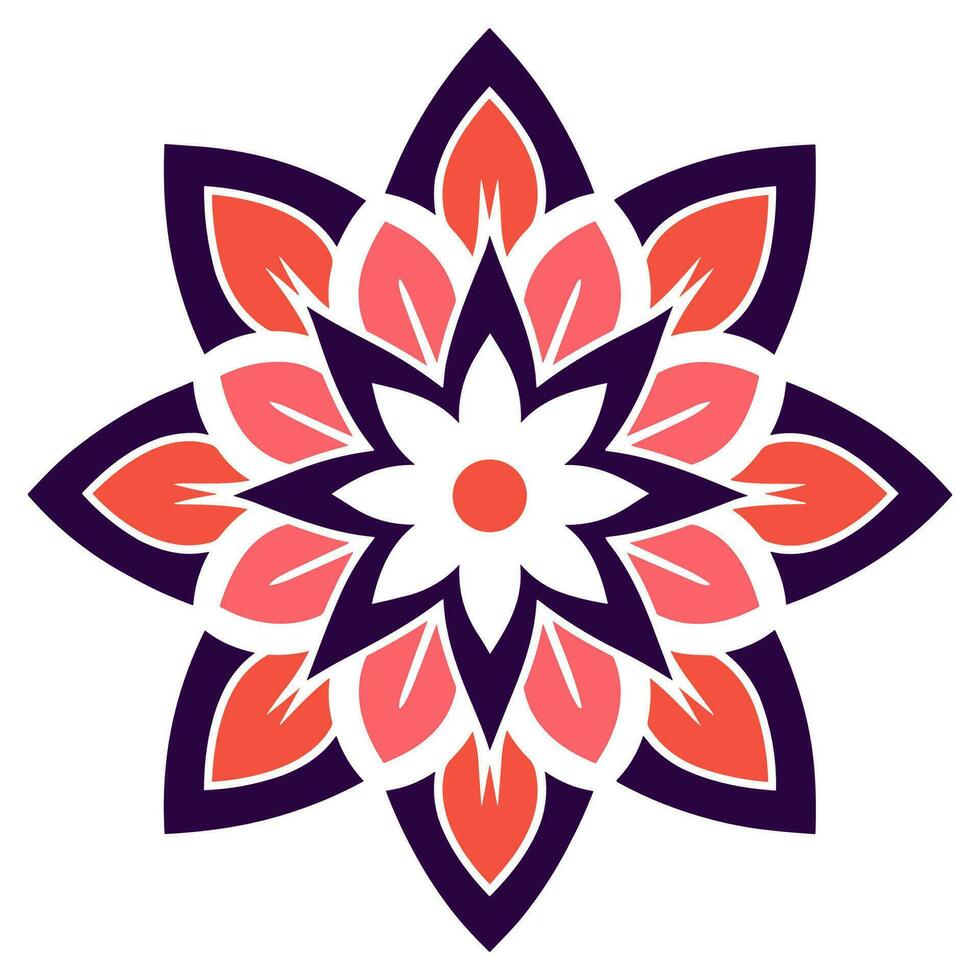 Doodle Mandala vector isolated on a white background, abstract Colorful pattern mandala