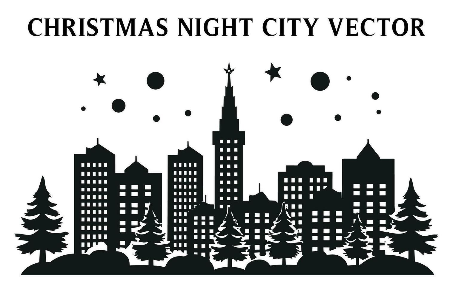 noche Navidad edificio silueta vector gratis