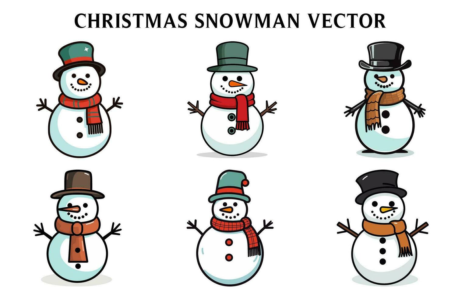 Set of Christmas Snowman Vector, Snowman illustration Bundle vector