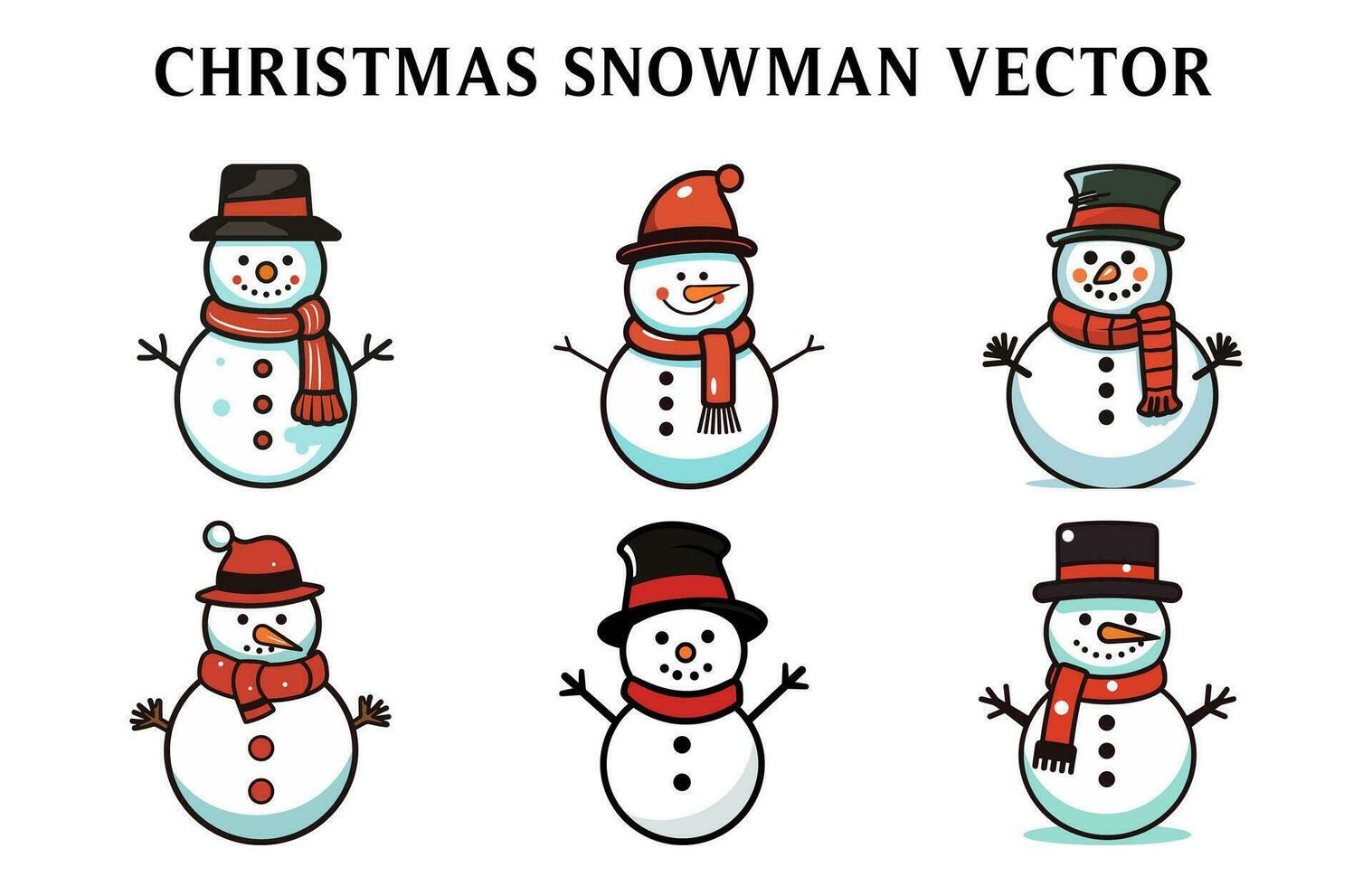 Set of Christmas Snowman Vector, Snowman illustration Bundle vector