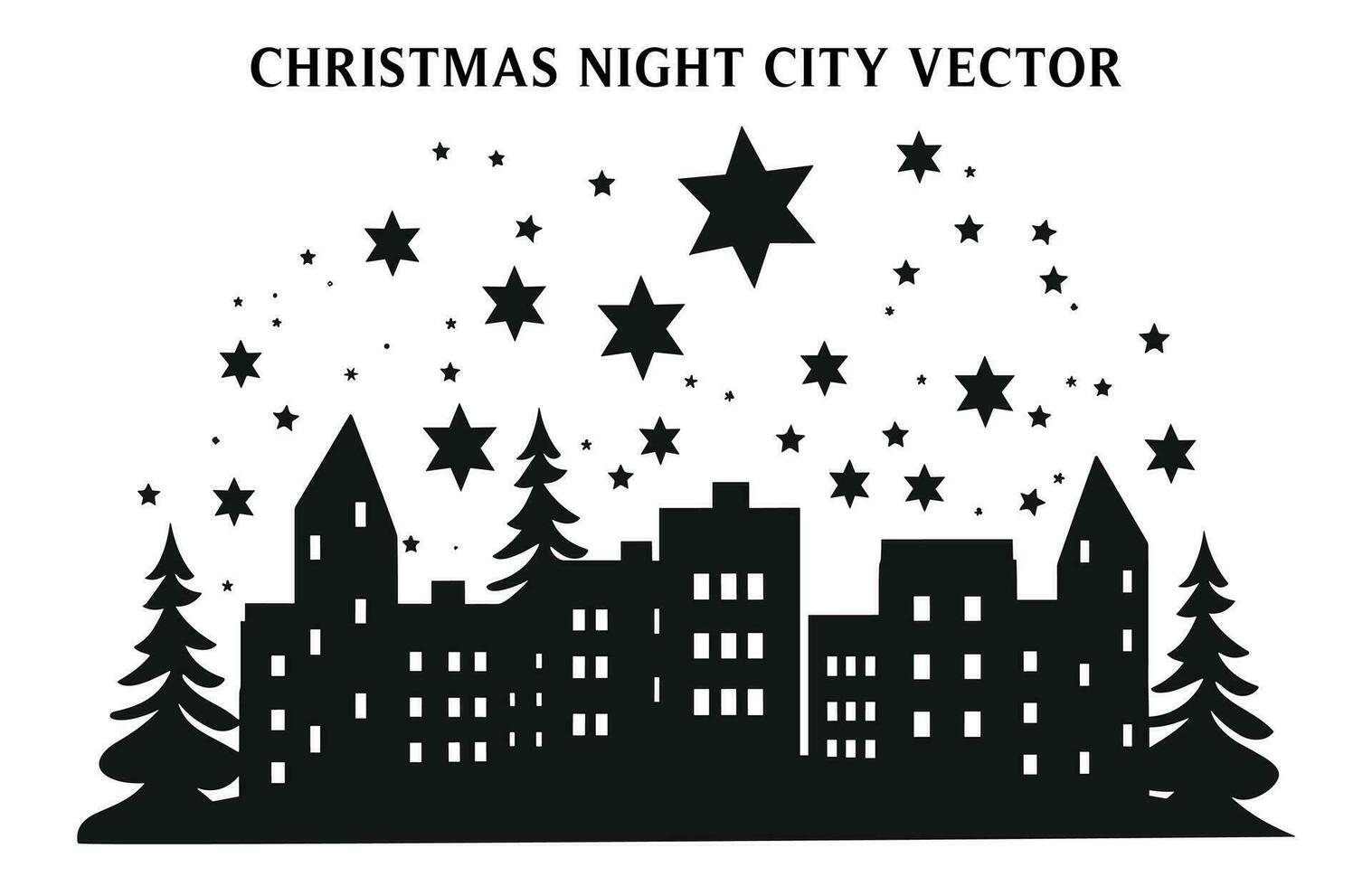 Night Christmas Building Silhouette Vector Free