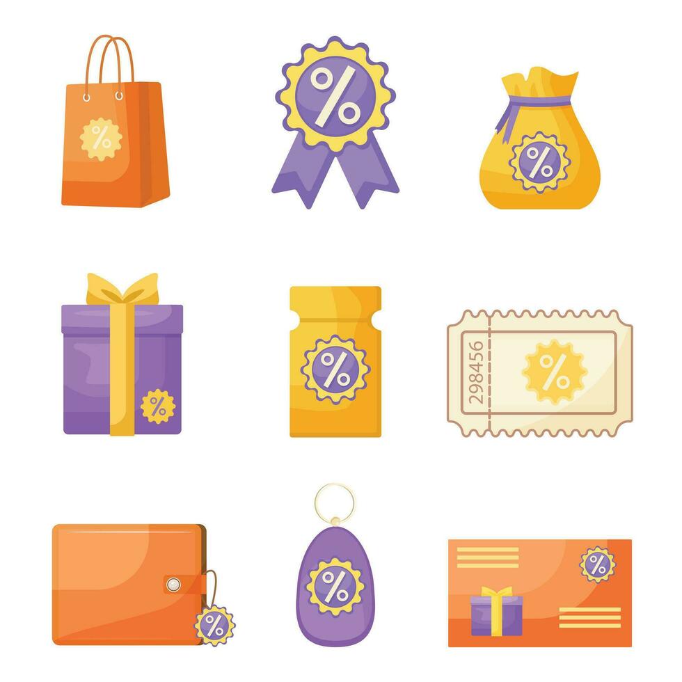 Loyalty program icons set cartoon vector. Earn reward vector
