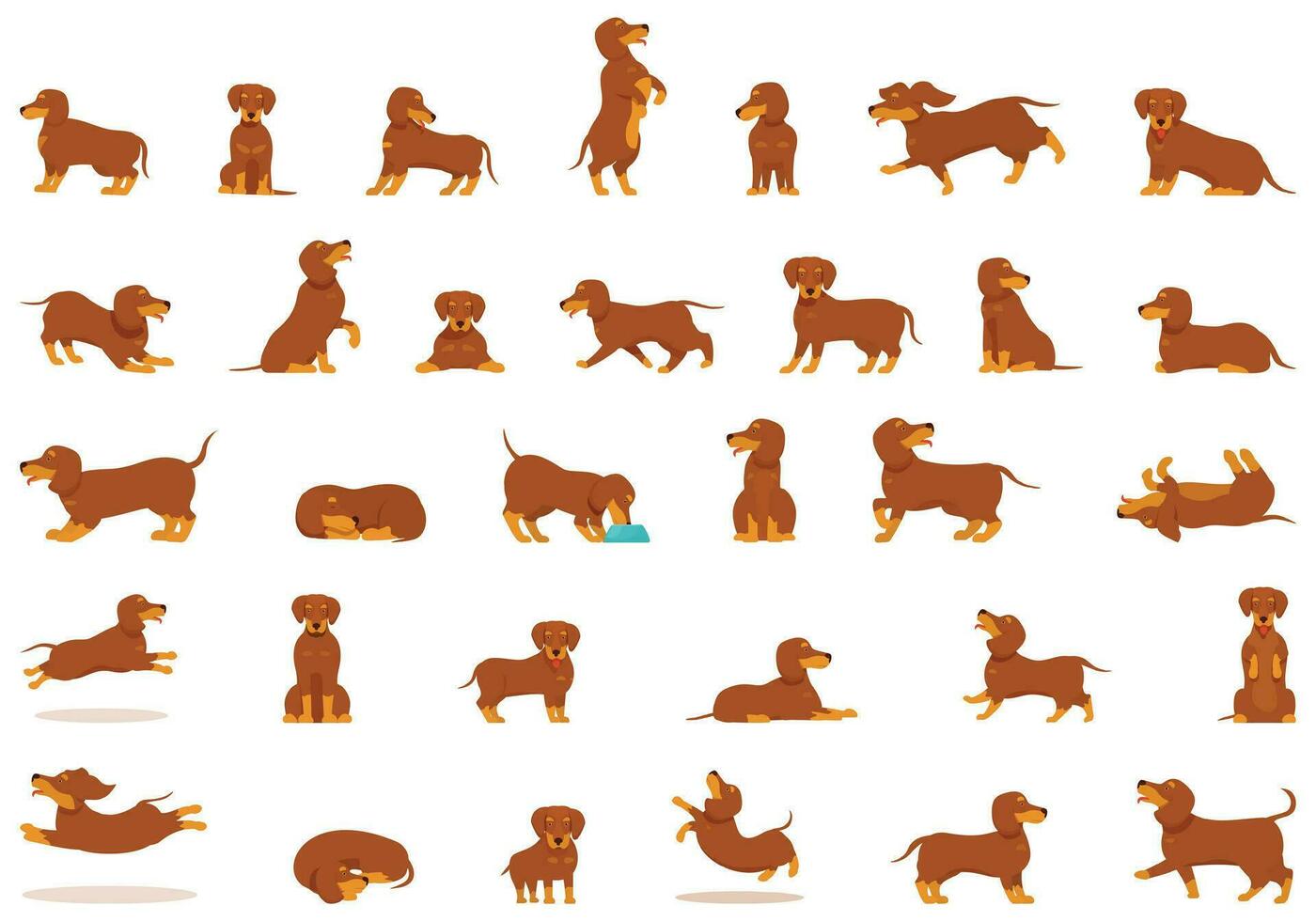 Dachshund icons set cartoon vector. Dog animal vector