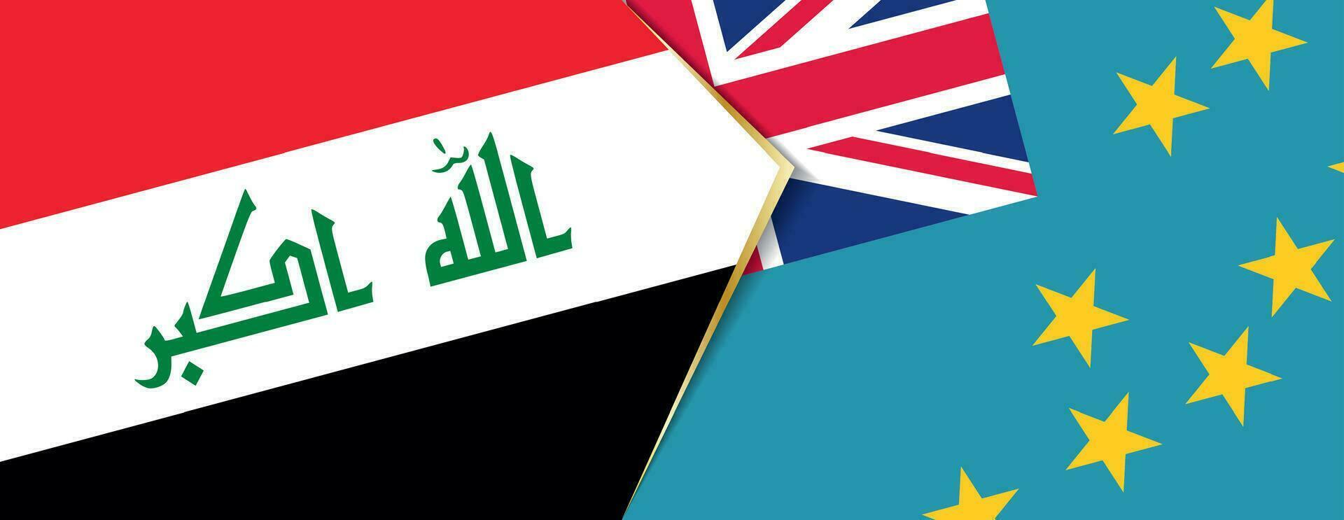 Iraq and Tuvalu flags, two vector flags.