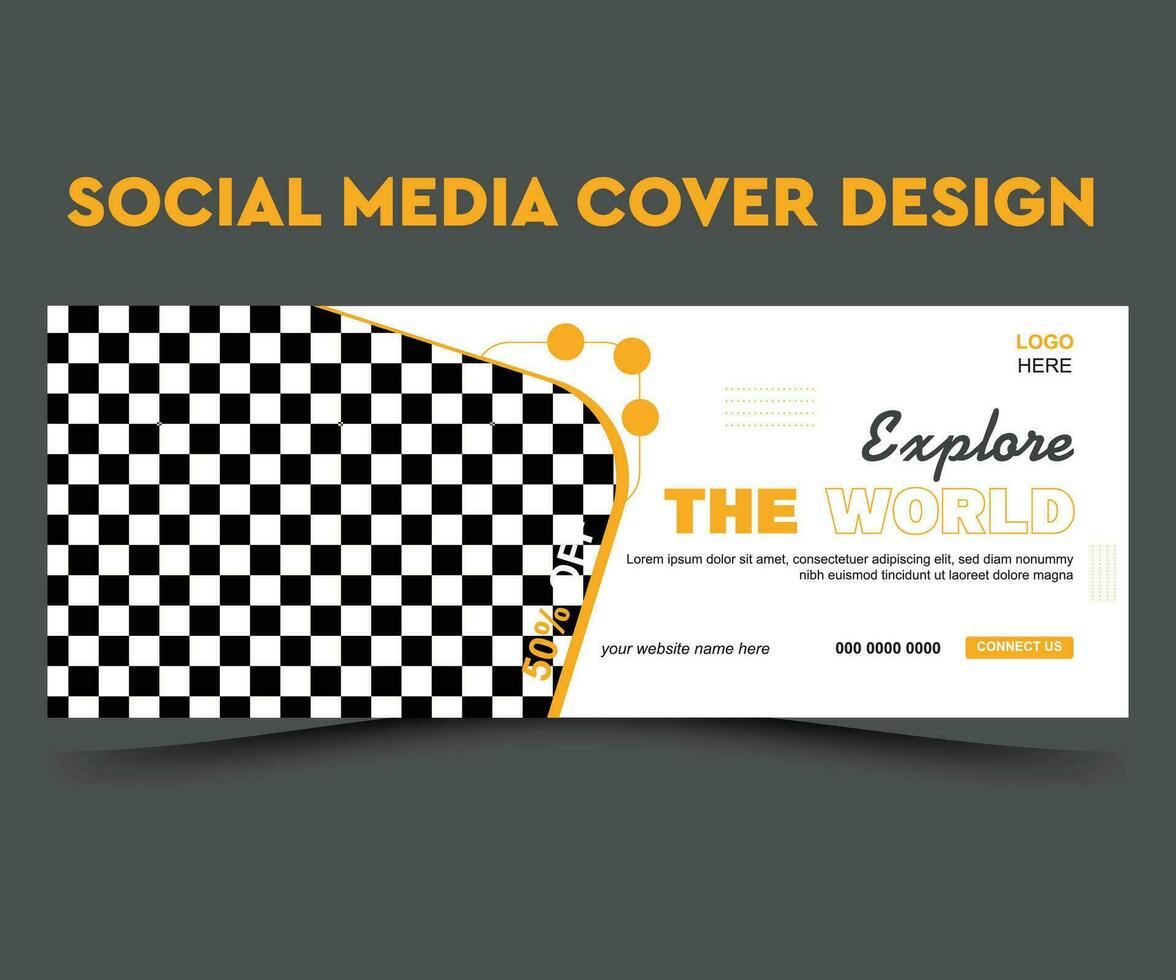 Explore The World social media cover design template vector