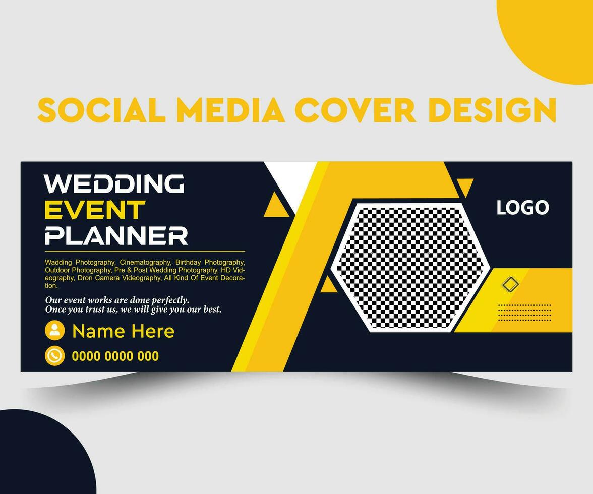 Wedding Event Planner social media cover design template vector