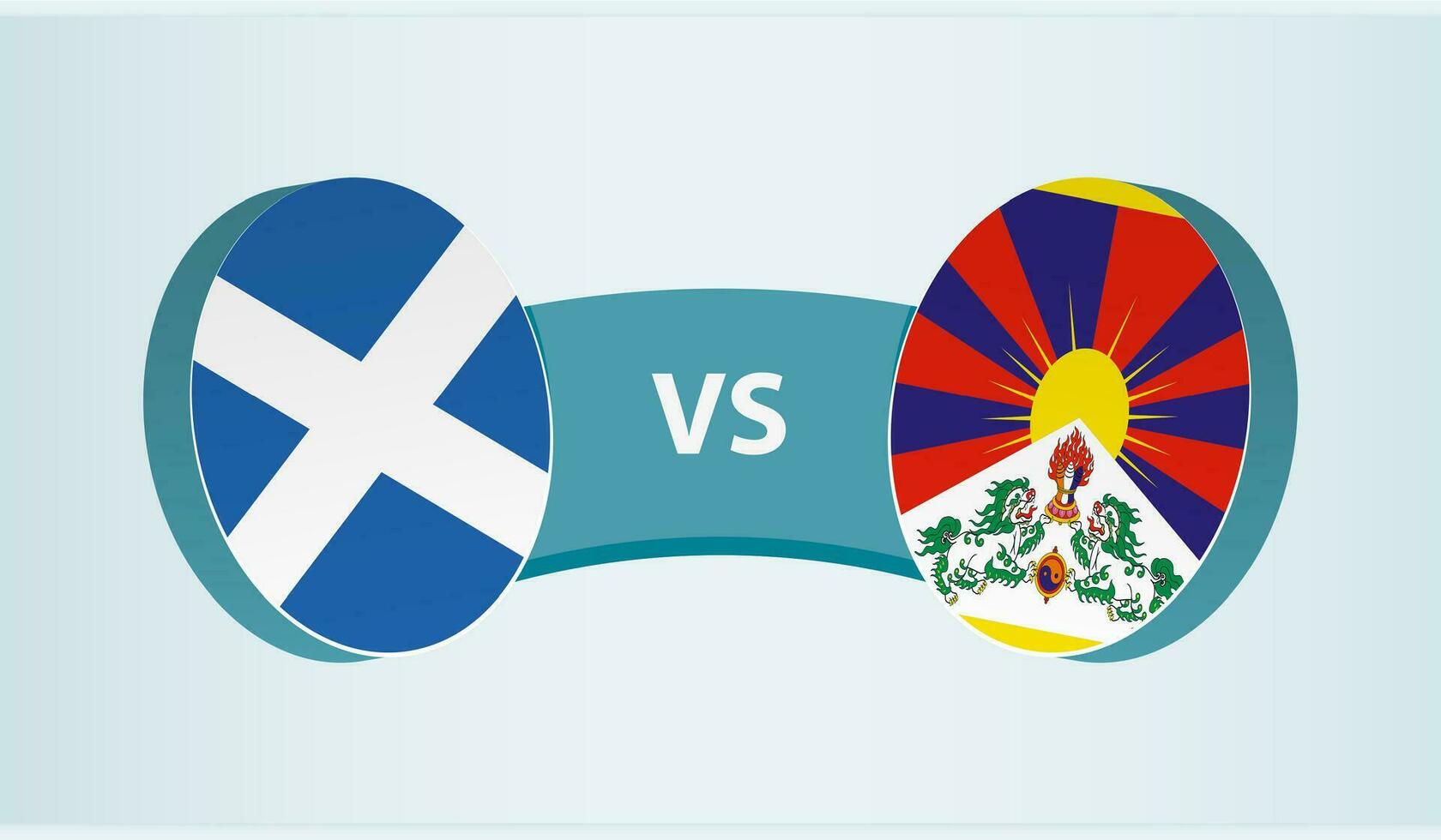 Scotland versus Tibet, team sports competition concept. vector