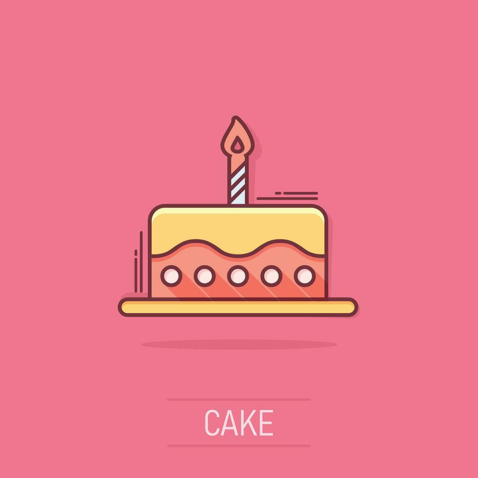 Cartoon birthday cake icon in comic style. Fresh pie muffin sign illustration pictogram. Cupcake business concept. vector