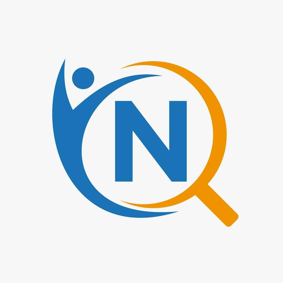 Letter N Search and Heathcare Logo Design. Community Finder Logo Symbol vector