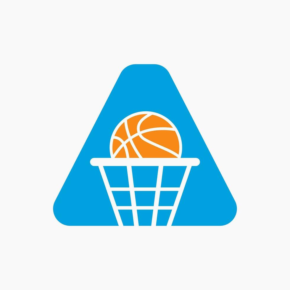 letra un baloncesto logo concepto. cesta pelota logotipo símbolo vector modelo