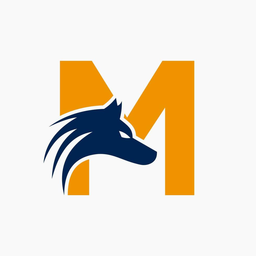 Letter M Wolf Logo. Wolf Symbol Vector Template