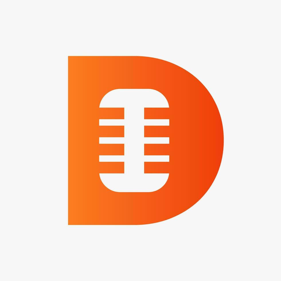 Letter D Podcast Logo. Music Symbol Vector Template