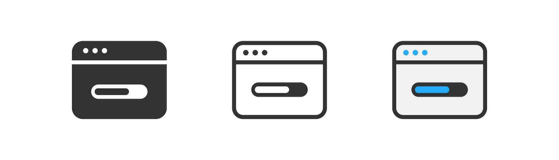 Loading data progress bar on website icon, ui symbol, outline flat and colored vector illustration, EPS 10.