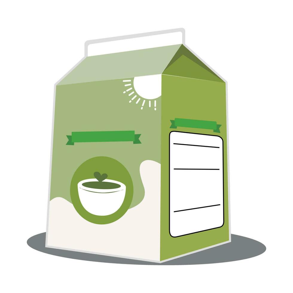 Leche caja de cartón diseño, vector ilustración eps10 gráfico. ideas para embalaje bebida productos tal como matcha, verde té, leche, etc. el embalaje caja es verde