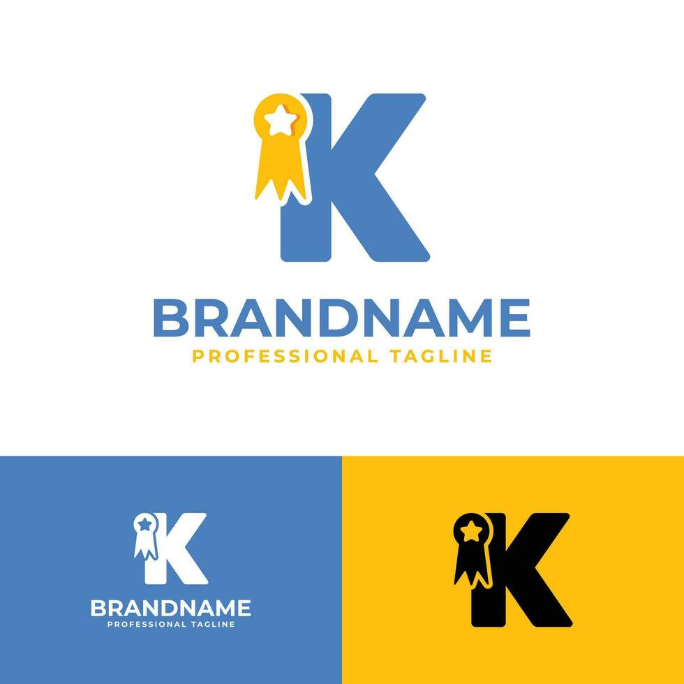 Letter K Medallion Logo, suitable for business related to medal, victory, champ with K initial. vector