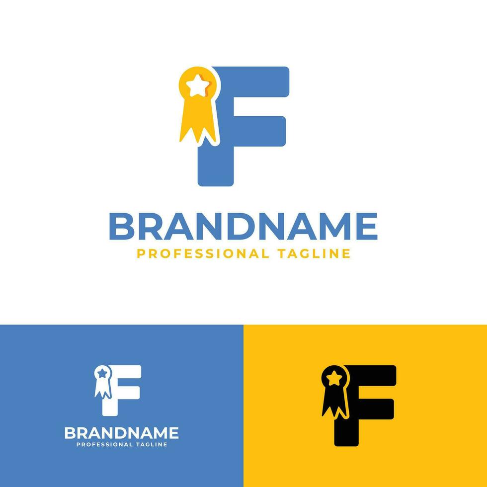 Letter F Medallion Logo, suitable for business related to medal, victory, champ with F initial. vector