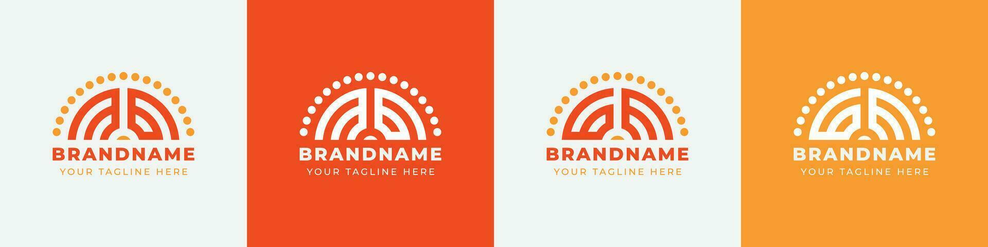Letter GM and MG or GE and EG Sunrise  Logo Set, suitable for any business with GM, MG, GE, EG initials. vector
