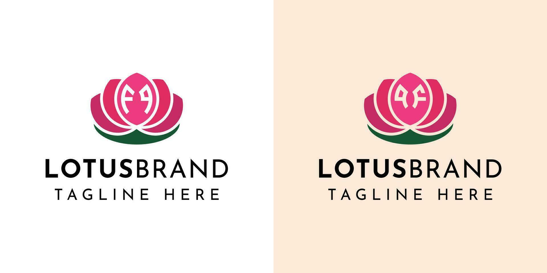 Letter FQ and QF Lotus Logo Set, suitable for business related to lotus flowers with FQ or QF initials. vector