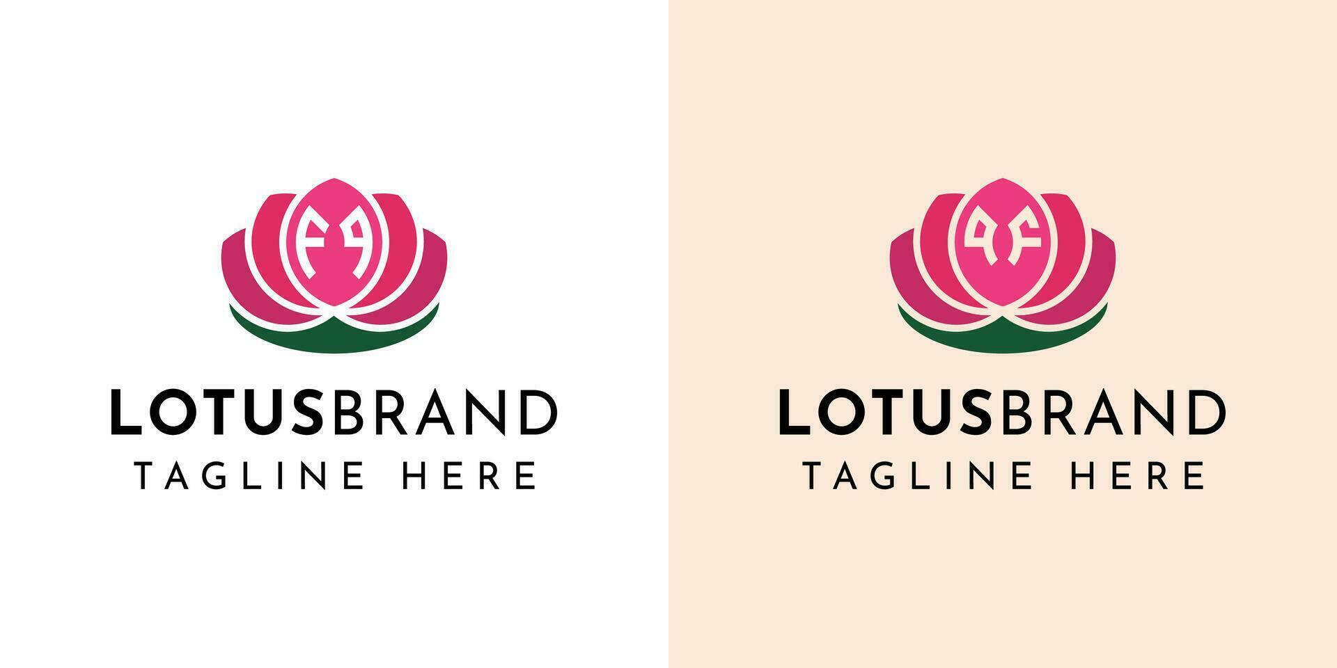 Letter FQ and QF Lotus Logo Set, suitable for business related to lotus flowers with FQ or QF initials. vector