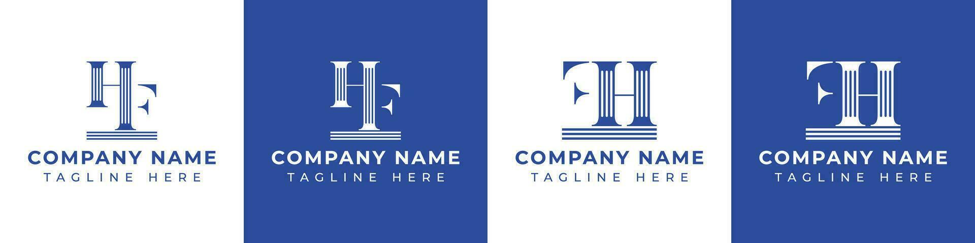 Letter FH and HF Pillar logo, suitable for business with HF or FH related to Pillar. vector