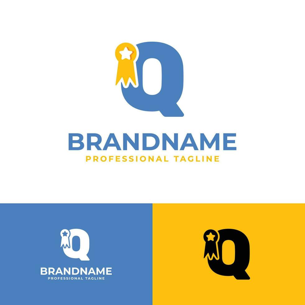 Letter Q Medallion Logo, suitable for business related to medal, victory, champ with Q initial. vector