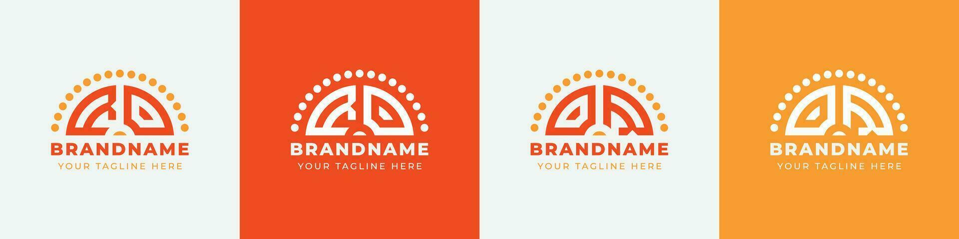 Letter OR and RO Sunrise  Logo Set, suitable for any business with OR or RO initials. vector