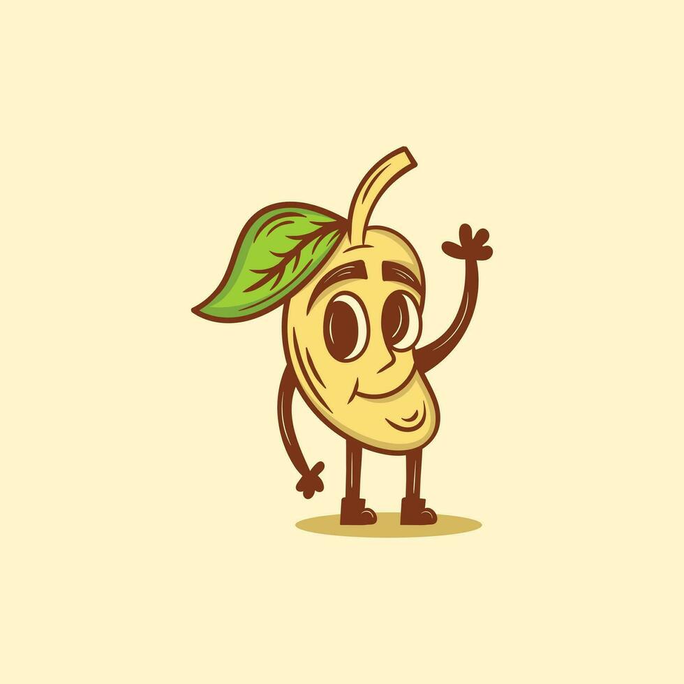 Cute Mango Mascot Logo Design Vector, Fresh Mango Fruit character design template vector