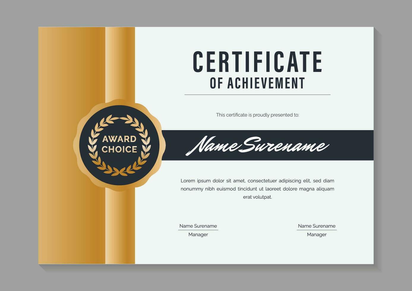 modern minimal certificate of achievement template design vector