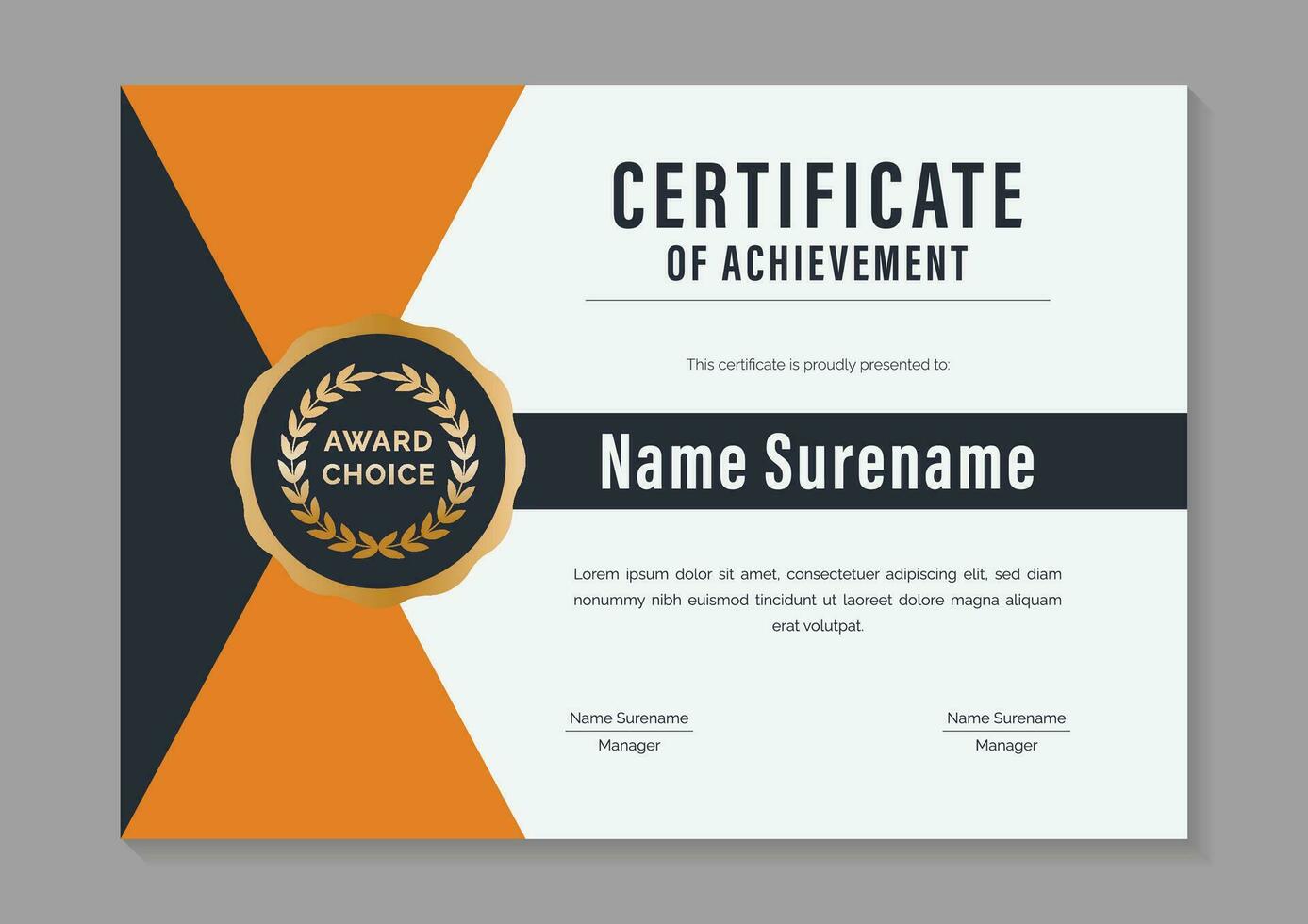 modern minimal certificate of achievement template design vector