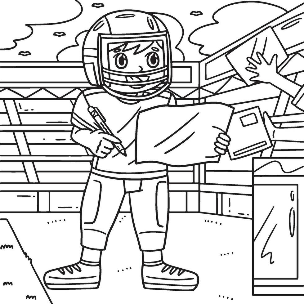 American Football Player Signing an Autograph vector