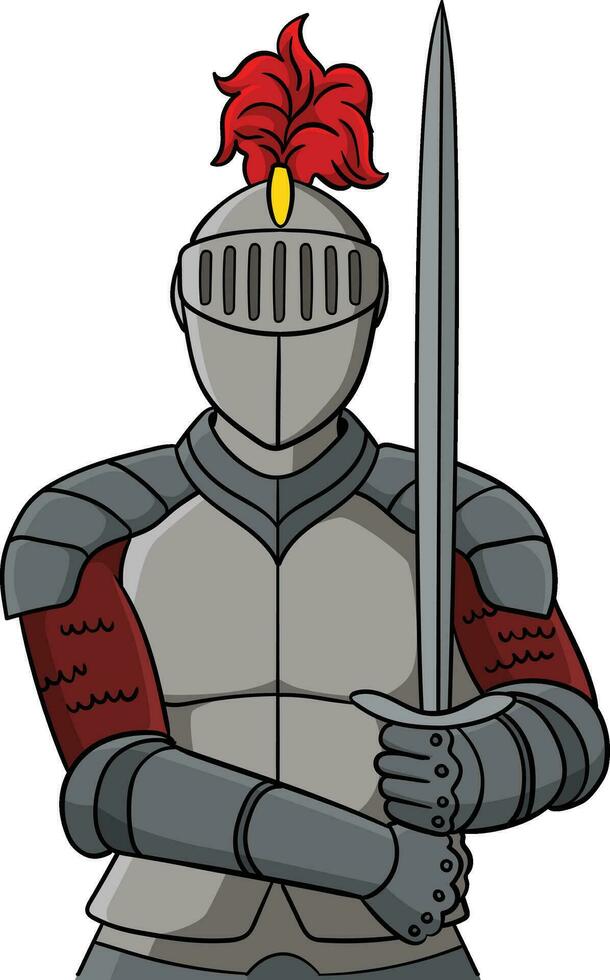 Knight in Armor Cartoon Colored Clipart vector