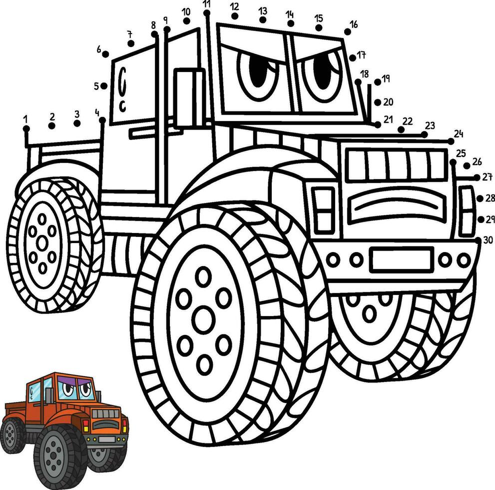 Dot to Dot Off Road Truck Vehicle Isolated vector