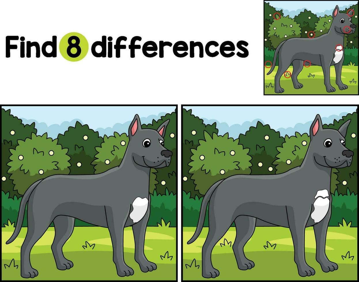 Great Dane Dog Find The Differences vector