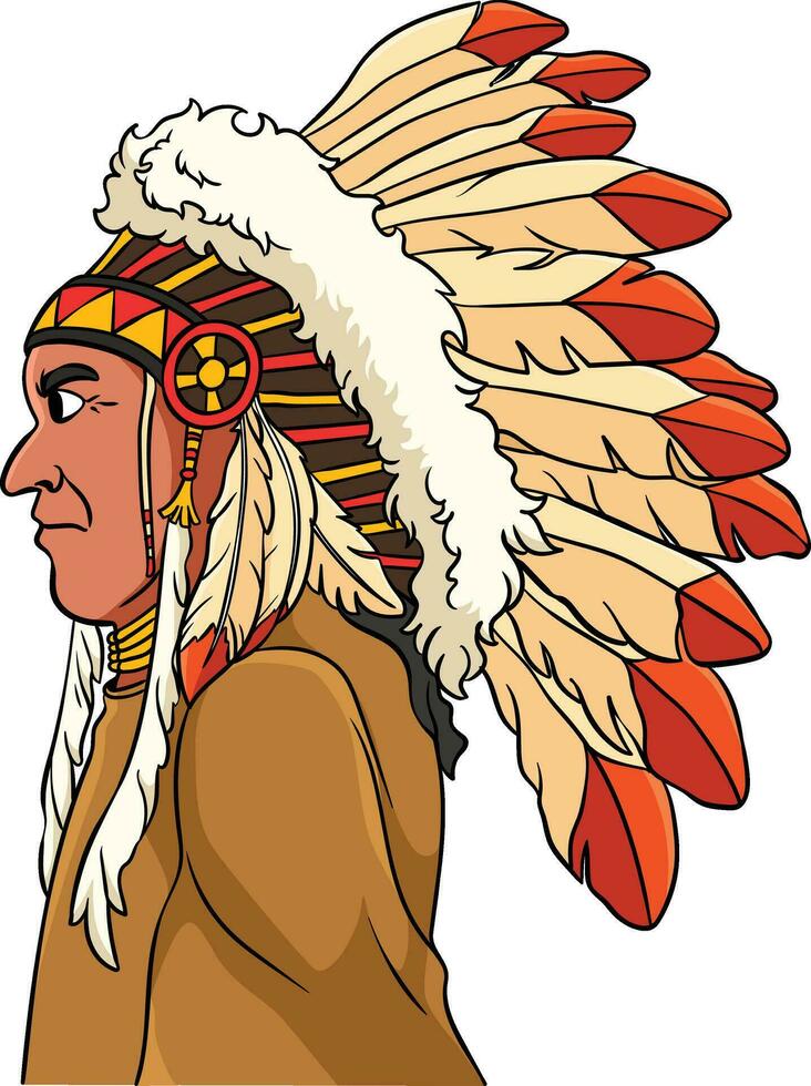 Native American Indian Chieftain Cartoon Clipart vector