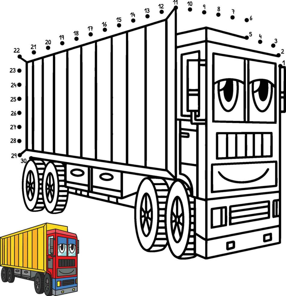 Dot to Dot Truck Vehicle Isolated Coloring Page vector