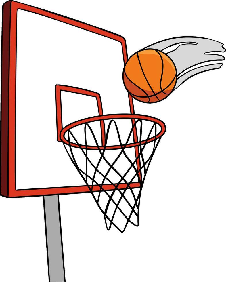 Basketball Hoop and Ball Cartoon Colored Clipart vector