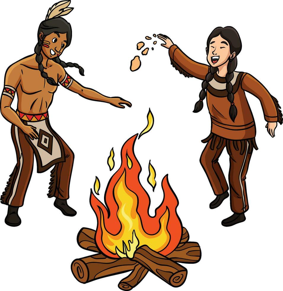 nativo americano indio fuego bailando clipart vector