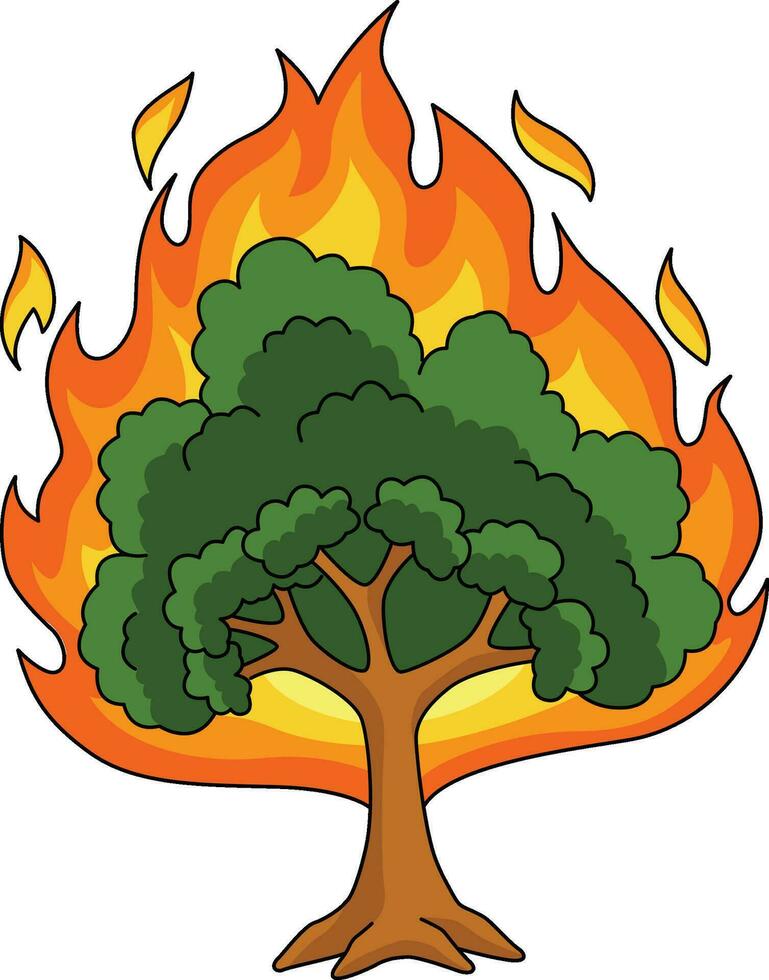 Burning Bush Cartoon Colored Clipart Illustration vector