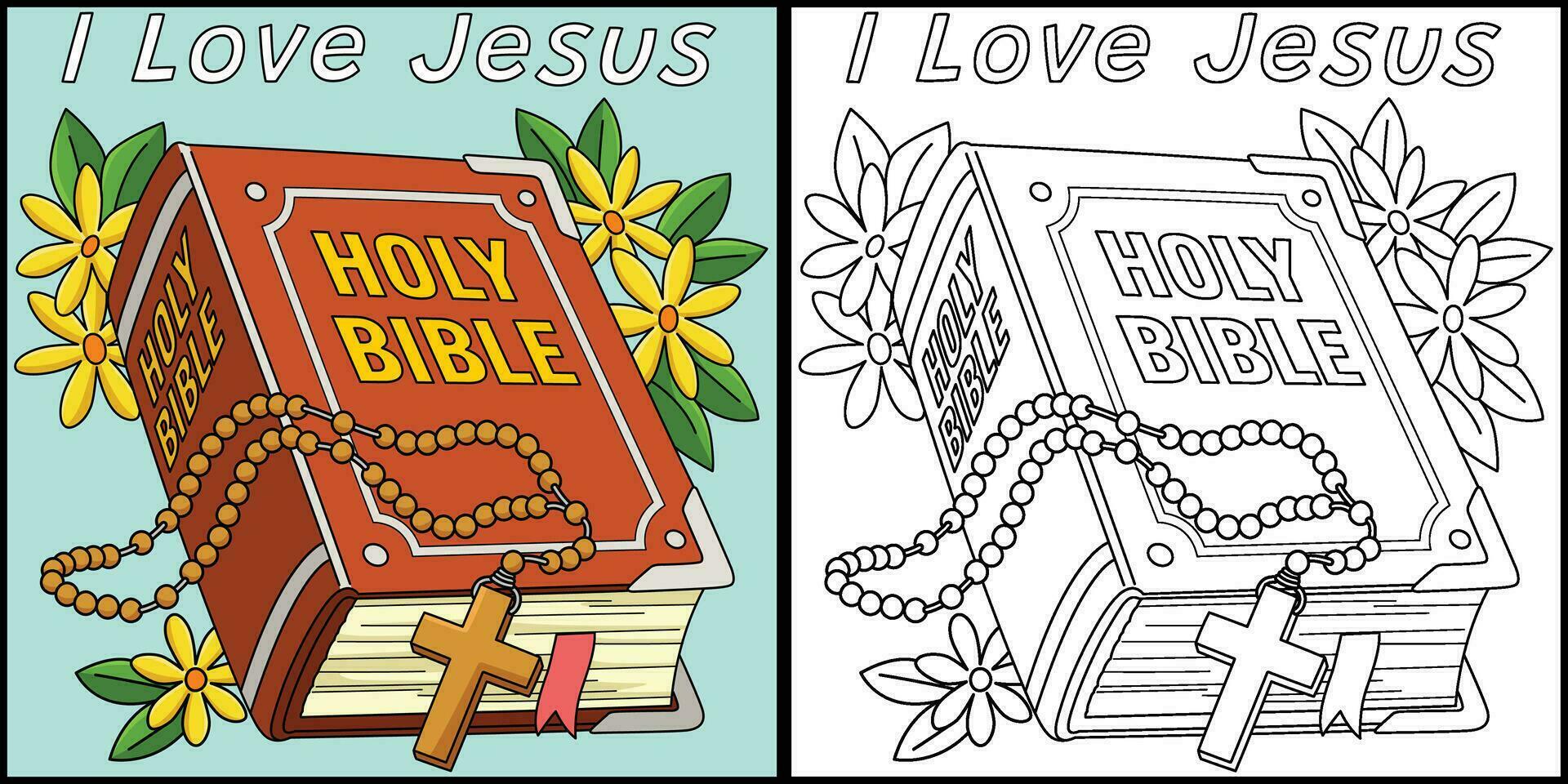 Christian I Love Jesus Coloring Page Illustration vector